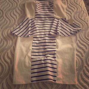 White and black stripped dress